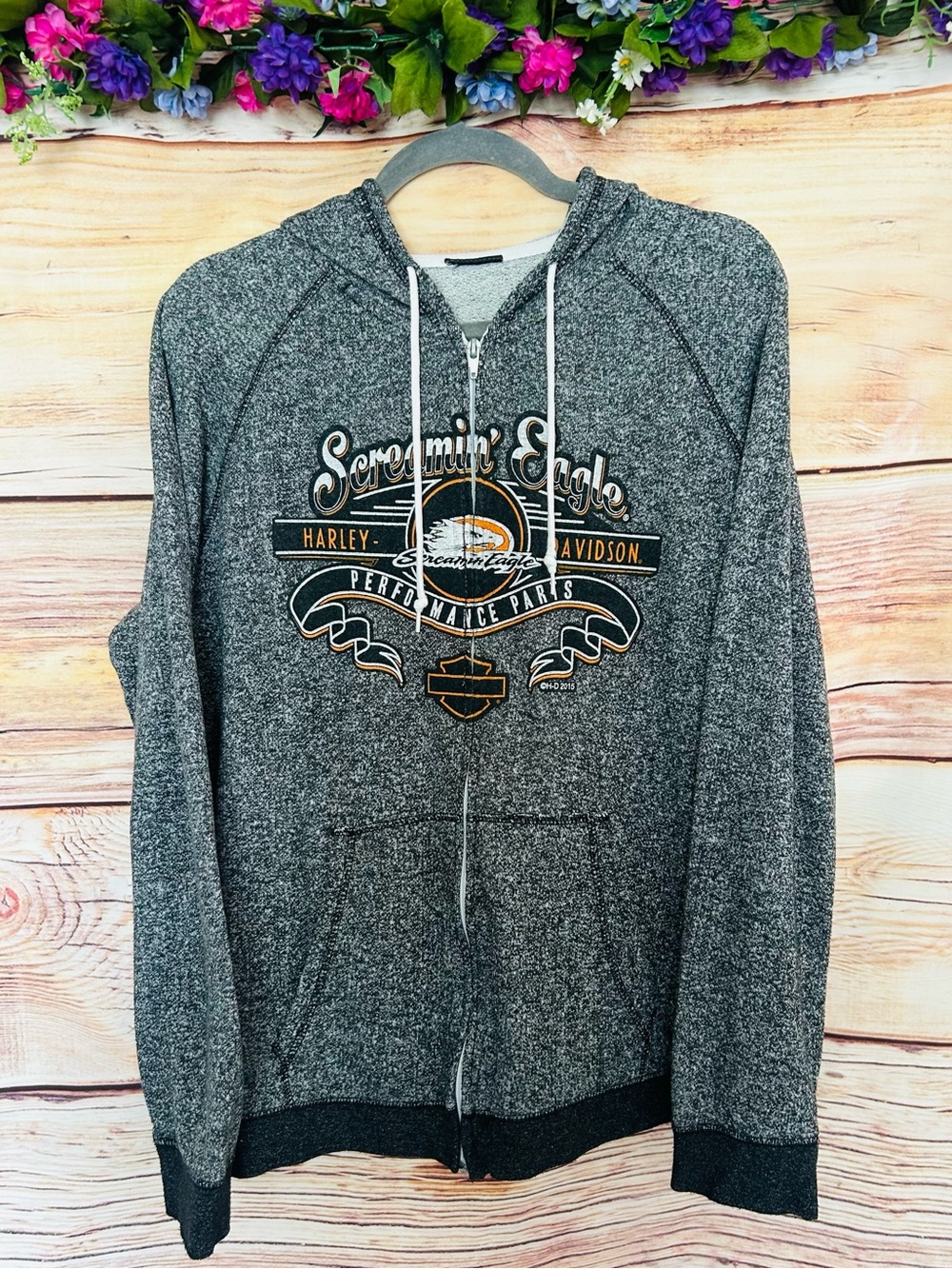 Harley-Davidson Women’s Gray Screamin’ Eagle Long Sleeve Full Zip Sweatshirt